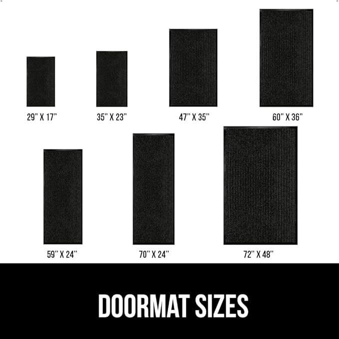 GORILLA GRIP Waterproof Traffic Guard Door Mat, 70x24, Heavy Duty Entryway Mats, Strong Rubber Back Commercial Utility Rugs for Office Hallway, Garage Floor and Home, Low Profile Carpet Runner, Black