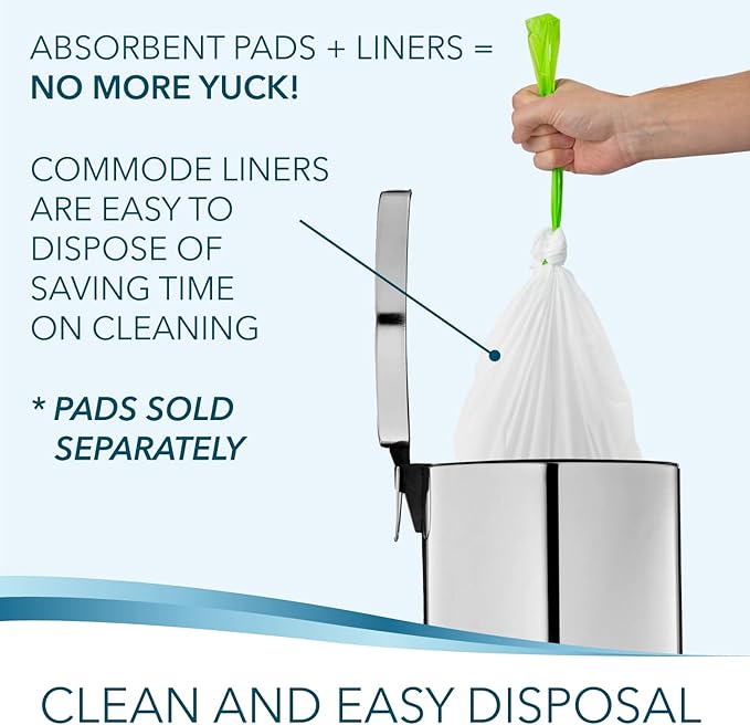 TidyCare Disposable Bedside Commode Liners for Adult Portable Toilet Chair Seat Bucket and Bedpan | Value Pack of 192 Waste Bags | Universal Fit Liners for Home Medical Care