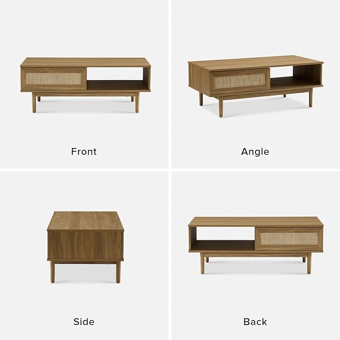mopio Haylee Coffee Table (Oak, Rattan)