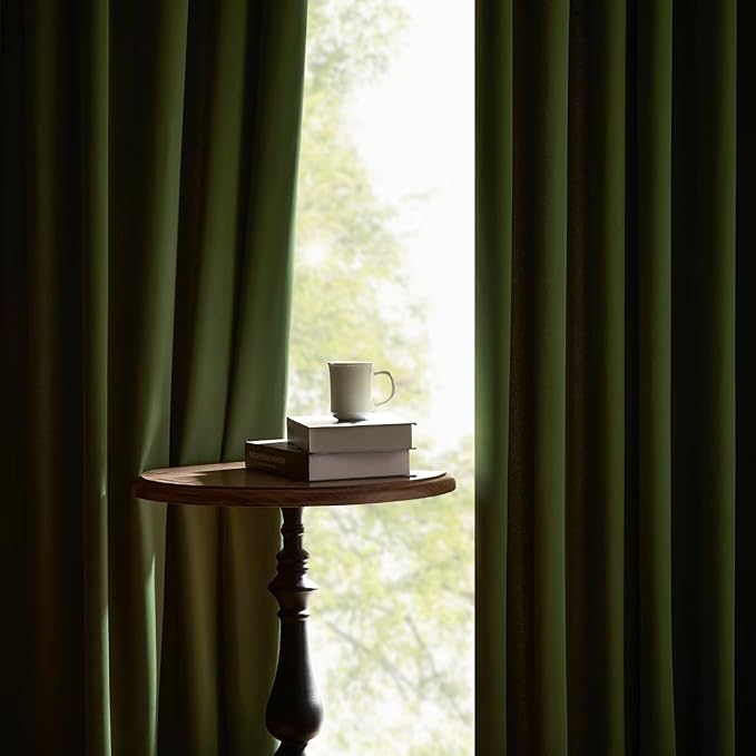 Joydeco Green Velvet Curtains 96 inch 2 Panel, Room Darkening Super Soft Velvet Drapes for Bedroom Living Room Thermal Insulated Window Drapes, Luxury Blackout Rod Pocket Curtains,W52 x L96 inch