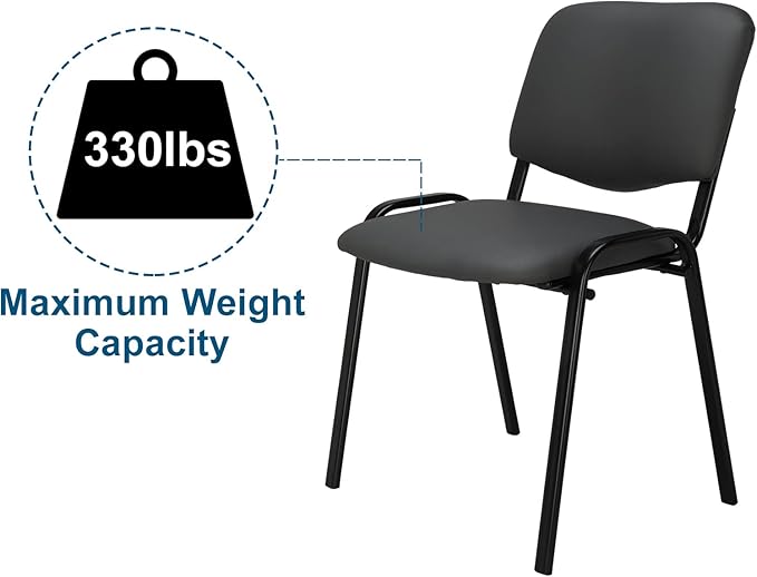 VINGLI Grey Waiting Room Chairs, 5-Pack PU Church Chairs Conference Stackable Office Guest & Reception Stacking for Meeting, Lobby, Simple&Space-Saving Pu-grey