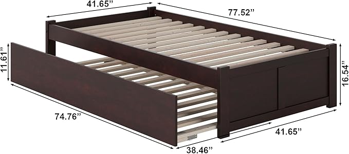 AFI Concord Twin Size Platform Bed with Footboard & Twin Trundle in Espresso