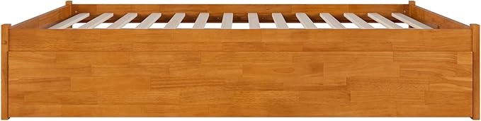 AFI Concord King Solid Wood Platform Bed with Footboard & Twin XL Trundle in Light Toffee