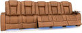 Seatcraft Diamante Zero-Gravity CoolZero Italian Leather Home Theater Seating, Power Headrest, Power Recline, Row of 5 Sofa, Tawny