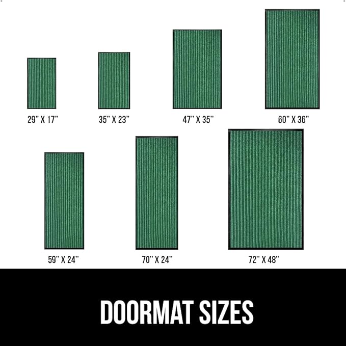 GORILLA GRIP Waterproof Traffic Guard Door Mat, 47x35, Heavy Duty Entryway Mats, Strong Rubber Back Commercial Utility Rugs for Office Hallway, Garage Floor and Home, Low Profile Carpet Runner, Green
