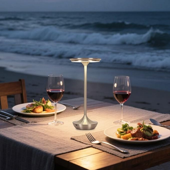 EJQ Cordless Table Lamp Rechargeable, 6000mAh Battery Operated LED Table Lights Outdoor Portable Touch Dimmable Table Lamp for Bedroom Patio Cofee Restaurant Dining Home Set of 2-Silver