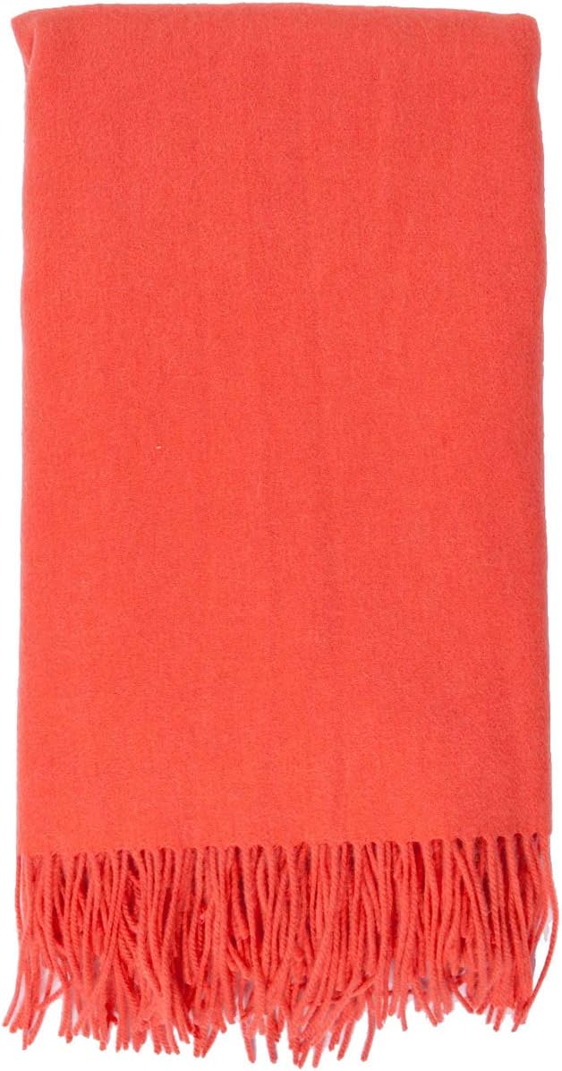 Alashan Ripple Finish - Cashmere Blend Throw Blanket - Soft Woven Coral Cashmere Throw