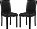 Giantex Black Dining Chairs Set of 2, Faux Leather Upholstered Parsons Kitchen Chair with Solid Rubber & Bent Wood Legs, Thick Padded Seat, Armless Side Chairs for Living Dining Room Restaurant