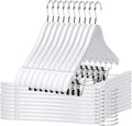 Quality Wooden Skirt Hangers with Clips 80-Pack White Pants Hangers with Adjustable Chrome Metal Clips, Swivel Hook, Coat, Jacket, Blouse Suit Hangers (White, 80)
