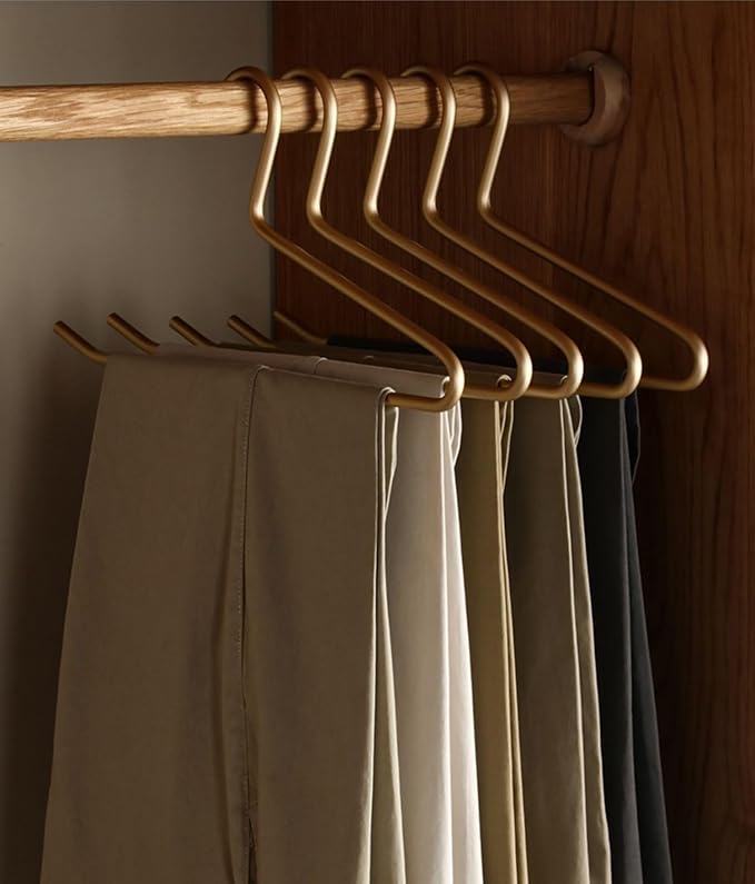 Premium Matte Gold Aluminum Pants Hanger 10 Pack, 13.7” Extra Smooth & Durable Metal Shirt Dress Hanger,Aluminum Alloy Hanger,Clothing Support,Clothing Hang