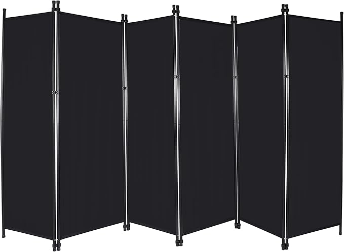 6 Panel Large Folding Room Divider, 10FT Wide Portable Privacy Screen Room, Partition Room Dividers for Bedroom Dining Room Office Restaurant Hospital, 120"x68", Black