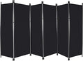 6 Panel Large Folding Room Divider, 10FT Wide Portable Privacy Screen Room, Partition Room Dividers for Bedroom Dining Room Office Restaurant Hospital, 120"x68", Black