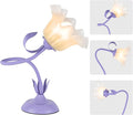 Cute Flower Desk Lamp, 3 Color Temperature Table Lamp with LED Bulb, Vintage Bedside Lamps, Reading Lamps with Soft Light for Bedroom, Living Room（Purple）