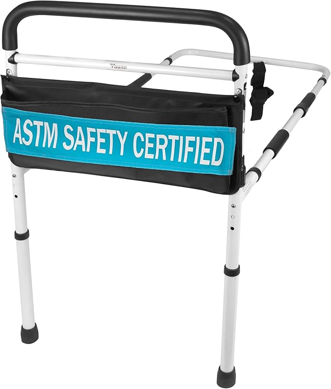 Vaunn Medical New Adjustable Bed Assist Rail Handle (Passed ASTM F3186–17 Safety Standard) and Hand Guard Grab Bar, Bedside Safety and Stability (Tool-Free Assembly)