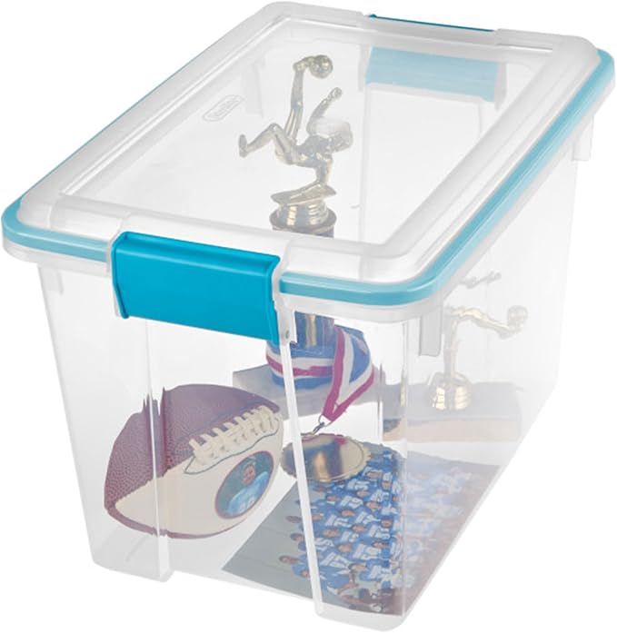 Sterilite 24-Pack Gasket Box, Weather-Resistant Storage Bins with Latching Lids, 20 Quart - Heavy-Duty Organizing Containers for Closet, Bathroom, and Office
