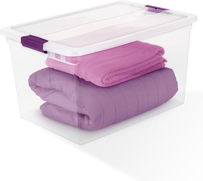 Sterilite 12-Pack ClearView Latch Box, Stackable Storage Organizer Bins for Home, 66 Quart