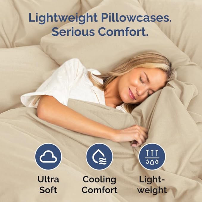 King Pillow Cases Set of 2 - Ultra Soft Hotel Quality Pillowcase Covers - Comfy, Cozy & Wrinkle Free - Shrinkage, Stain and Fade Resistant - Machine Washable Pillow Protectors - 2 Piece Set - Cream