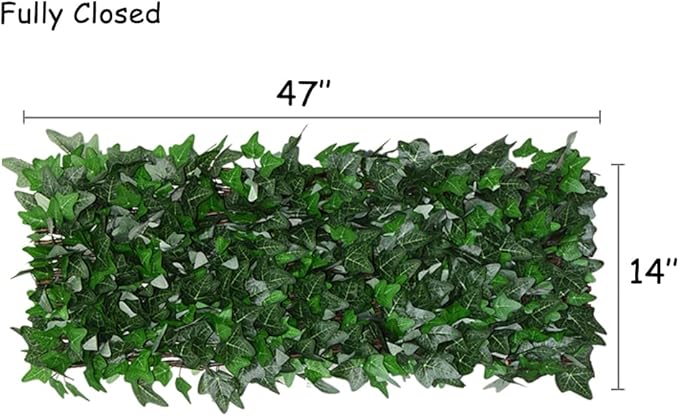 Expandable Fence Privacy Screen for Balcony Patio Outdoor,Decorative Faux Ivy Fencing Panel,Artificial Wax Gourd Leaf Hedges (Single Sided Leaves) (2, Green)