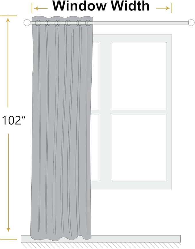 ChrisDowa 100% Blackout Blue Solid Curtains 102 Inches Long 2 Panels for Bedroom Living Room,Farmhouse Room Darkening Thermal Insulated Soundproof Grommet Top Window Treatment Drapes,52x102
