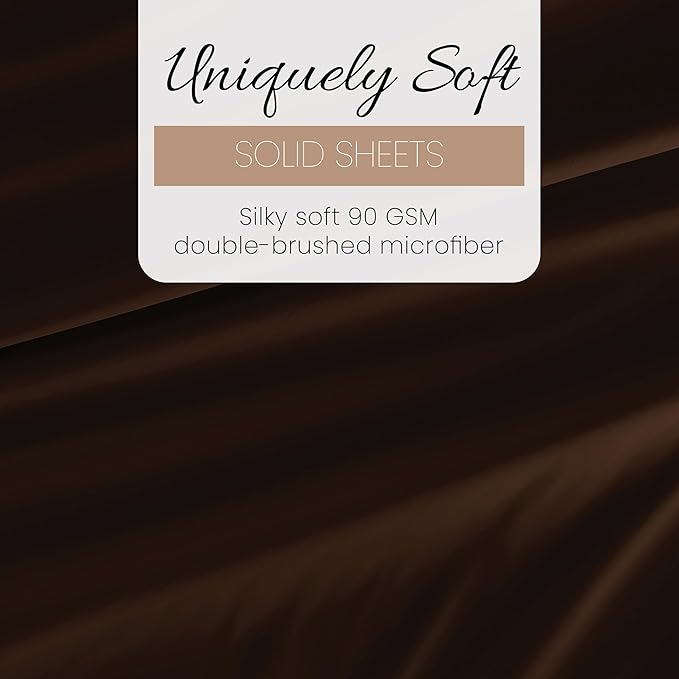 Linen Market Brushed Microfiber King Sheet Set 4 Piece – Oeko-TEX Certified Ultra Soft & Wrinkle-Free - 16" Deep Pocket Sheets - Easy Care King Size - Chocolate