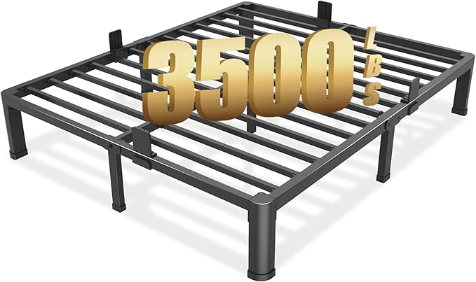 FUIOBYVV 10 Inch Full Bed Frame with Round Corner Edge Legs 3500 lbs Metal Heavy Duty Steel Slats Support No Box Spring Needed Platform Noise Free Easy Assembly