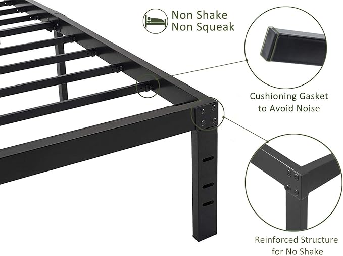 45MinST 18 Inch Maximum Storage Bed Frame/Reinforced Platform /3500lbs Heavy Duty/Easy Assembly/Mattress Foundation/Steel Slat/Noise Free, Full