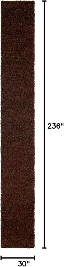 Unique Loom Solid Shag Collection Area Rug (2' 6" x 19' 8" Runner, Chocolate Brown)