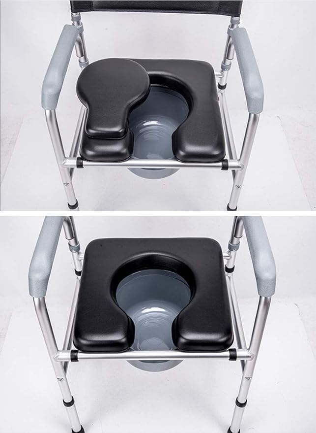 MUUL-WHCH PU Commode Seat Cushion, Black Padded Cushion for Bedside Commodes, Chair, Shower Wheelchair, C Shape