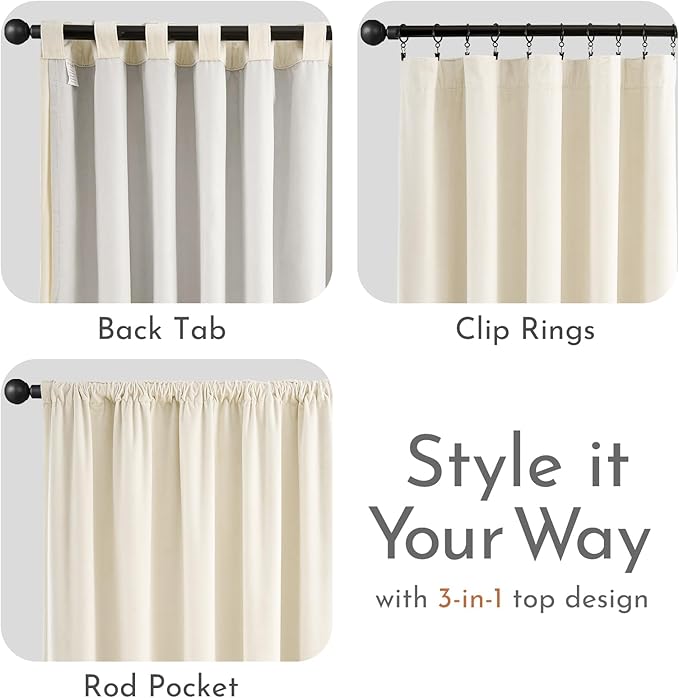 Lazzzy Blackout Velvet Curtains for Living Room Bedroom 90 Inch Long Insulated Lined Drapes Rod Pocket Modern Window Treatments 2 Panels Set Vanilla
