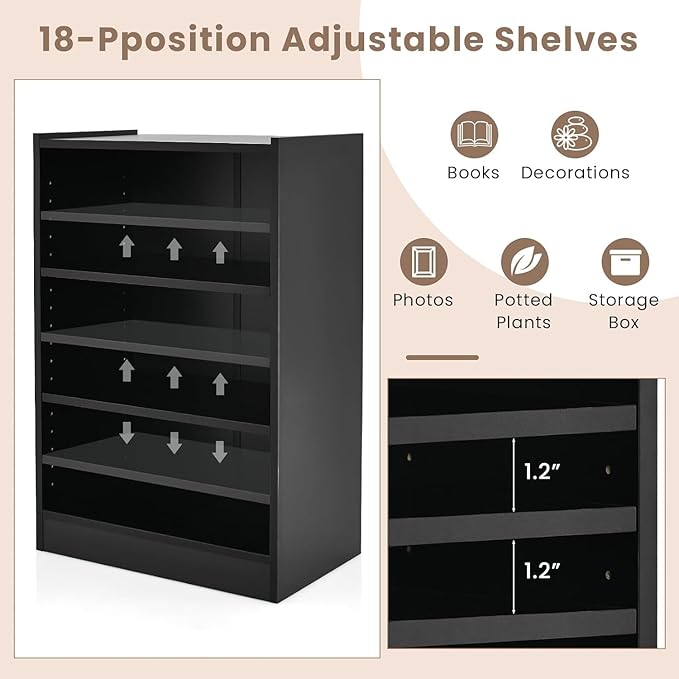 LOKO 3-Tier Open Bookcase Set of 2, Modern 3-Cube Bookshelf with 18-Position Adjustable Shelves & Anti-toppling Devices, Multipurpose Cubical Display Storage Organizer for Living Room Study (2, Black)