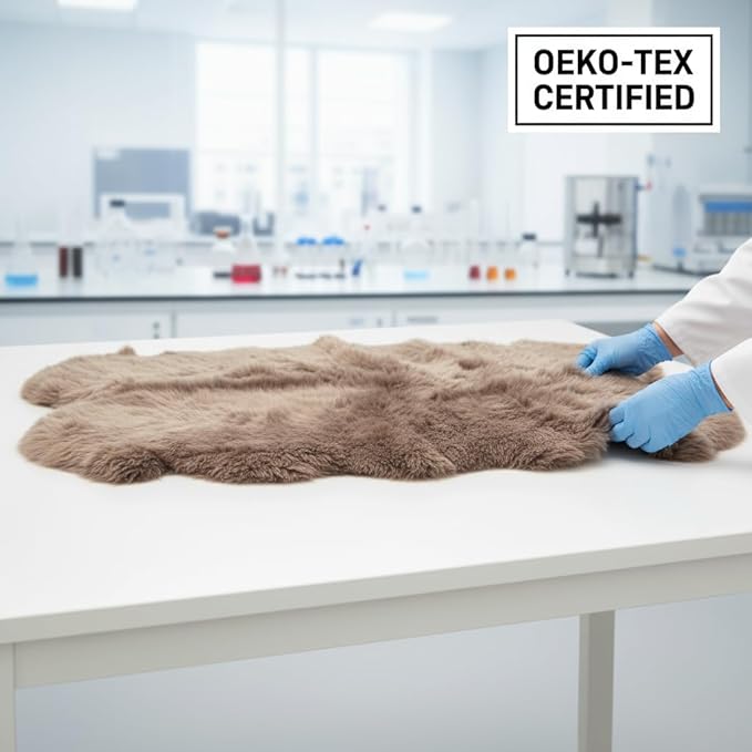 Premium Buff Tan Sheepskin Rug Genuine Quad 4x6ft Pelt Fluffy Fur Rug for Living Room
