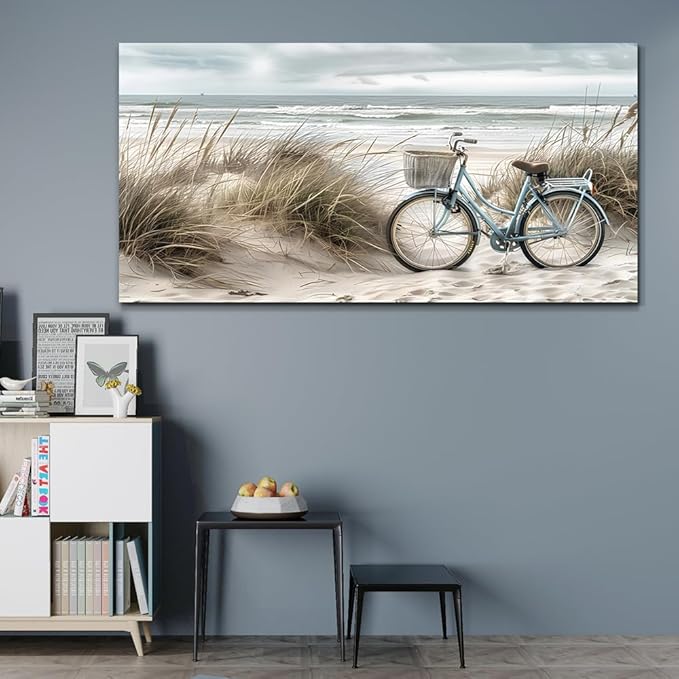 ERQINHUA Large Wall Canvas Picture Aesthetics Painting With Printed Wall Art For Restaurant Marine Beach Landscape Painting Wall Decor For Office Living Room Bedroom Home Decoration 30 X 60 Inches