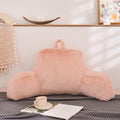 Holawakaka Large Faux Fur Bed Rest Pillow with Arms,Rabbit Fur Reading Pillows Perfect for Adults Men Women, Arm, Back, Pregnancy Lumbar & Head Neck Coccyx Lower Back Support Cushion (Blush)