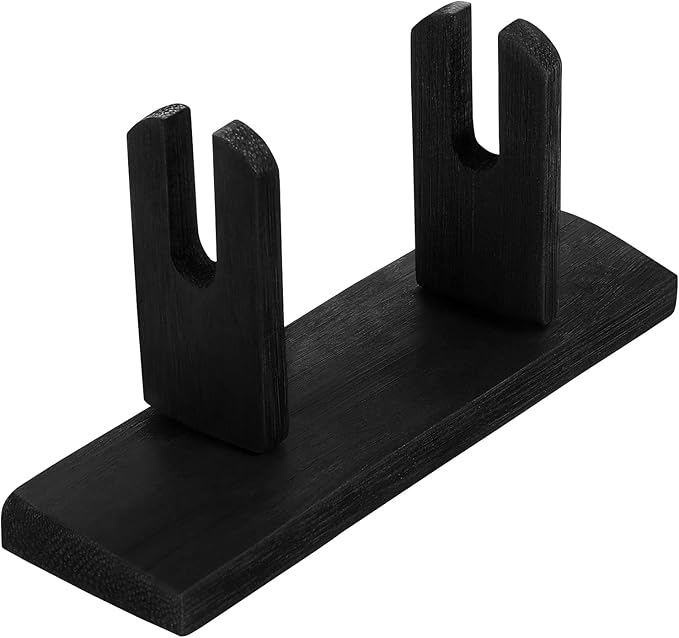 VOSAREA Bamboo Japanese Folding Fan Stand Holder Handheld Fan Display Stand Hand Fan Storage Rack Display Base (Black)