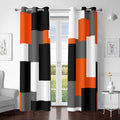 Orange 100% Blackout Curtains for Bedroom 72 inch Length 2 Panels Set White Grey Modern Abstract Geometric Black Out Curtains Insulated Room Darkening Window Drapes for Living Room, 42Wx72L
