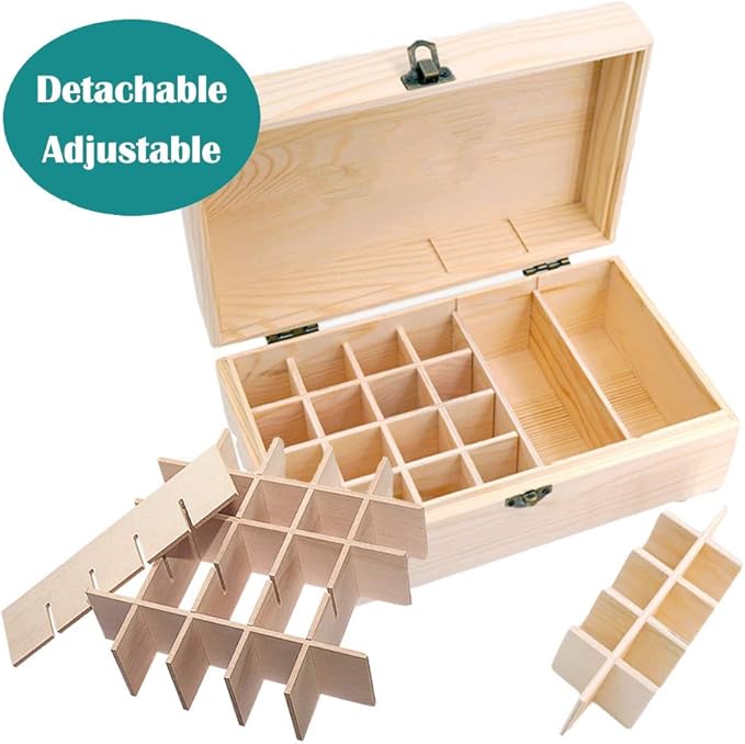 FantasyDay Essential Oil Storage Box Case,Essential Oil Storage Tier,Wooden Organizer Holds 36 Bottles 5 mL, 10 mL and 15mL Sizes,for Travel, Presentation, Nail Polish