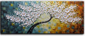 YaSheng Art - 100% Hand Painted Contemporary Art Oil Painting On Canvas Texture White 3D Flower Paintings Modern Home Bedroom Living Room Wall Decor Abstract Art Paintings 24x60inch