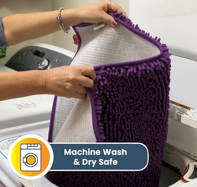 Muddy Mat® | Super Absorbent Door Mat Indoor, Microfiber Quick Dry Chenille Entryway Rug, Non-Slip Front Door Mat, Indoor Mats for Entryway, Machine Washable Pet Rug, Purple 24"x36"