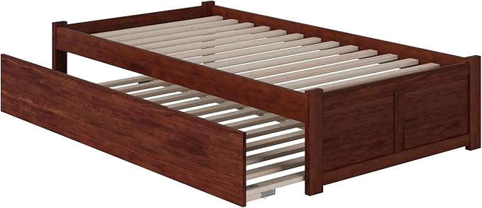 AFI Concord Twin Size Platform Bed with Footboard & Twin Trundle in Walnut