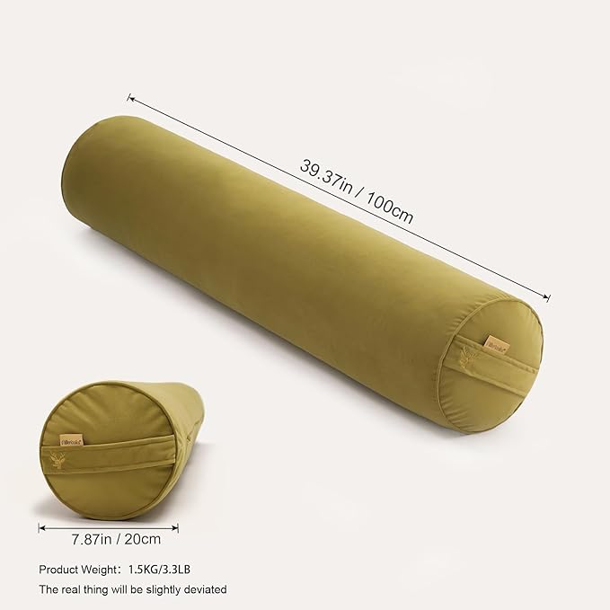 Long Round Body Pillow for Adults – Bolster Pillow for Bed, Cervical Roll Pillow, Firm Support for Sleeping,39.37 x 7.87 Inches,Golden Yellow