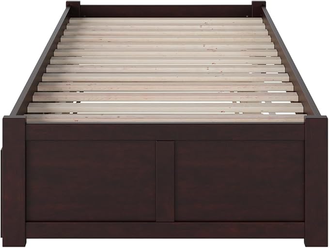 AFI Concord Twin Size Platform Bed with Footboard & Twin Trundle in Espresso