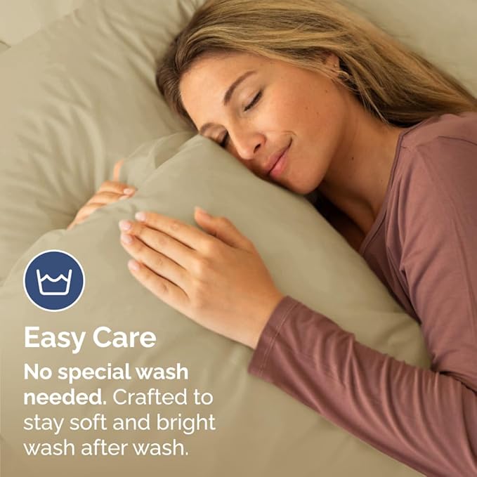 Queen Pillow Cases Set of 4 - Ultra Soft Hotel Quality Pillowcase Covers - Comfy, Cozy & Wrinkle Free - Shrinkage, Stain and Fade Resistant - Machine Washable Pillow Protectors - 4 Piece Set - Beige