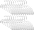 24 Pack Upgraded Short Neck Vertical Space Saver Hangers Heavy Duty Wide Shoulder Clothes Hangers Built-in Dual Hooks Wave Pattern Non-Slip Plastic Hangers for Coats Suits Dresses Pants - White