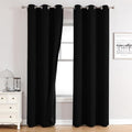 ChrisDowa 100% Blackout Curtains 72 inch Long for Bedroom with Black Liner, 2 Thick Layers Total Blackout Thermal Insulated Grommet Window Curtains 2 Panels Set (Black, 42 x 72 Inch)