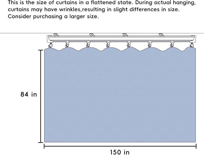 Room Divider Ceiling Mounted Curtains Track Sets Extra Wide Blackout Curtain Flexible Tracks for Bedroom Privacy Partition Separator, 1 Panel Grey Drape and White Rail, W12.5 x H7ft