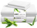 LuxClub King Size Sheets Set, 100% Rayon Derived from Bamboo Cooling Sheets, Breathable & Soft Deep Pocket Up to 16", Hotel Luxury Silky Sheets King Size, White