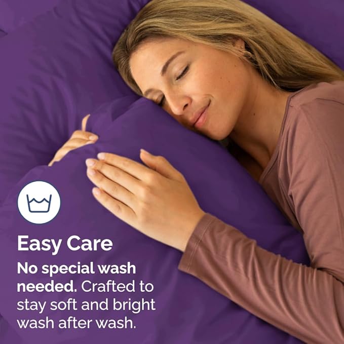 Standard Pillow Cases Set of 2 - Ultra-Soft Hotel Quality Pillowcase Covers - Comfy & Wrinkle Free - Stain and Fade Resistant - Machine Washable Pillow Protectors - 2 Piece Set - Standard Size Purple