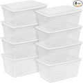 Sterilite 8-Pack Stackable Storage Bin with Lid, Clear Plastic Design, 90 Quart