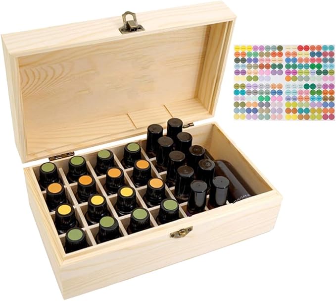 FantasyDay Essential Oil Storage Box Case,Essential Oil Storage Tier,Wooden Organizer Holds 36 Bottles 5 mL, 10 mL and 15mL Sizes,for Travel, Presentation, Nail Polish