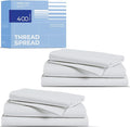 THREAD SPREAD 2-Pack Twin Cotton Sheets Sets - 400 Thread Count 100% Cotton Sateen Weave - Soft, Breathable, Hotel Quality Cooling Sheets, 2 Sets of Twin Size Deep Pocket Bed Sheets (Silver Grey)